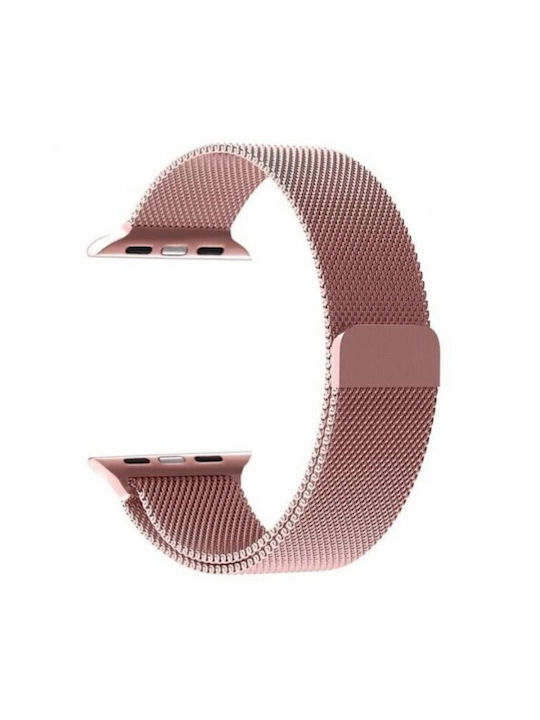Curea Metalică Milanese Thd Brand Compatibilă Apple Watch 41 Mm Seria 9 Apple Watch Se 40 Mm Mărime Universală Roz