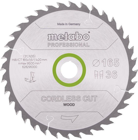 Metabo Cordless Circular Saw Hw Ct 165x20x38Z Professional Wood Cutting