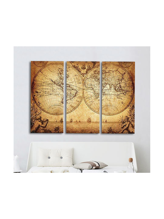 I-gallery World Τρίπτυχος Πίνακας σε Καμβά 130x130cm