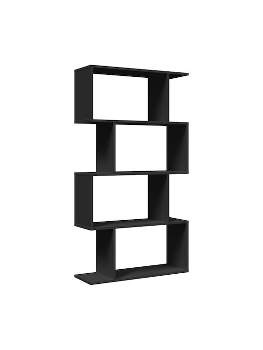 Bookcase Black Velvet-Black Metal 70x24x129cm