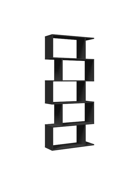 Bookcase Black Velvet-Black Metal 70x24x161cm