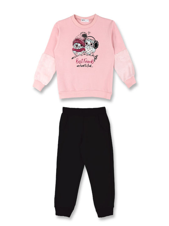 Nek Kids Wear Copilăresc Set de pantaloni de trening Pink/black 2buc