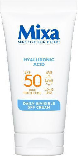 Mixa Daily Invisible Ενυδατική Κρέμα Προσώπου Ημέρας με SPF50 με Υαλουρονικό Οξύ 50ml