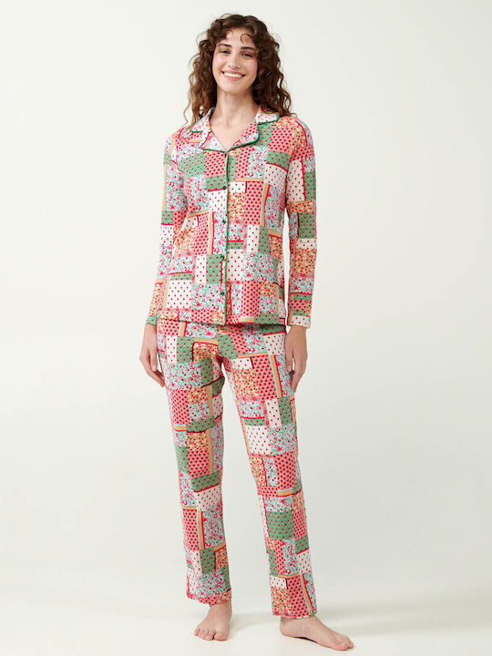 Vamp Winter Damen Pyjama-Oberteil Green Barley