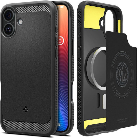Spigen Rugged Armor Magfit Umschlag Rückseite Kunststoff 0.3mm Matte Black (iPhone 16 Plus)