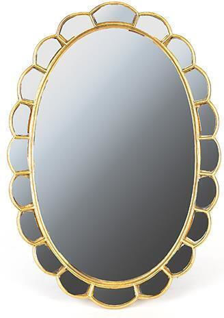 Wandspiegel Oval mit Gold Kunststoff Rahmen 34.5x24.8cm 1Stück