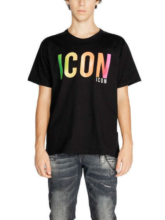 Icon T-shirt Bărbătesc cu Mânecă Scurtă Negru