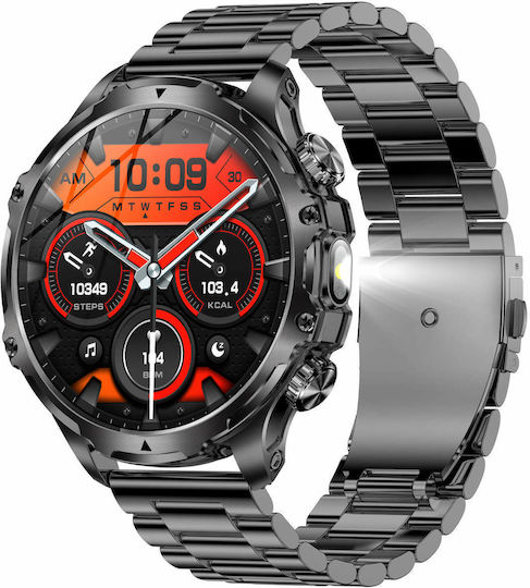 Microwear AK75 Smartwatch cu Pulsometru (Black Steel)