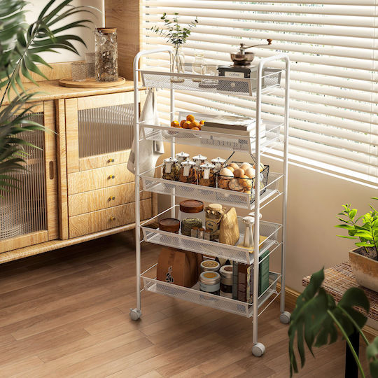 HomCom Кухненски стелаж Пластмасова Бял 45x26.5x106см