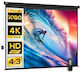 HomCom Wand-Bildschirmprojektor mit Bildlogo 4:3 244x183cm / 120"