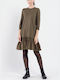 Midi Kleid mit Rüschen Haki