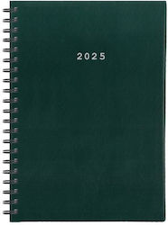 Next Diary 2025 Basic Daily Spiral Green 17x25cm