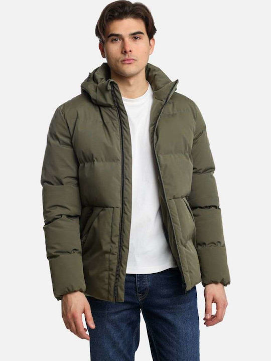 Μπουφάν Puffer Αντιανεμικό Olive