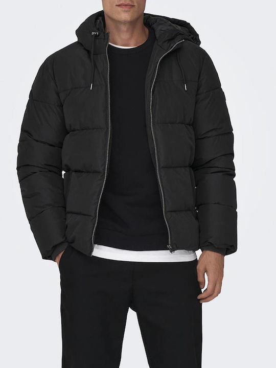 Only & Sons Men's Puffer Jacket Black