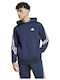 Adidas Future Icons 3-stripes Men's Sweatshirt Jacket with Hood and Pockets Blue