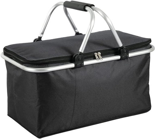 Geantă frigorifică Zola pentru picnic, depozitare alimente, mânere din plastic, aluminiu, negru, 48x28x22 cm
