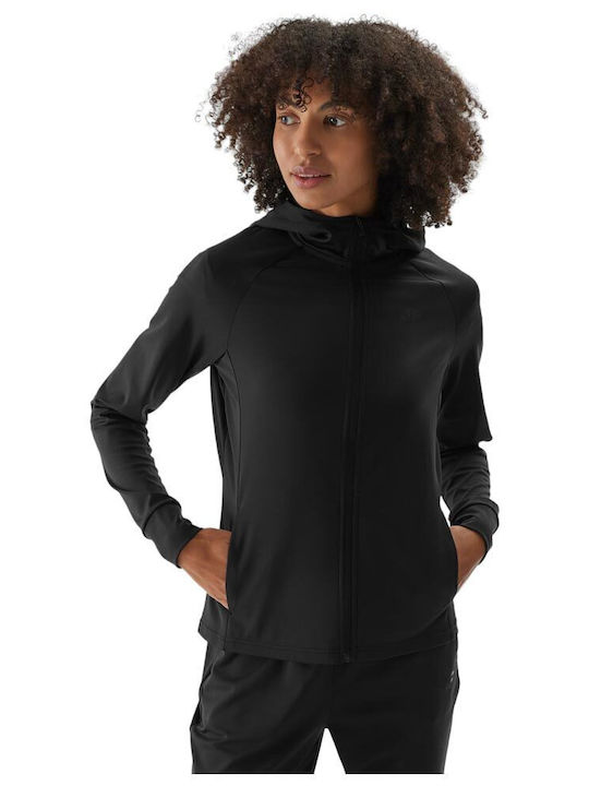 Functional Long Women's Sweatshirt Jacket Hooded Black