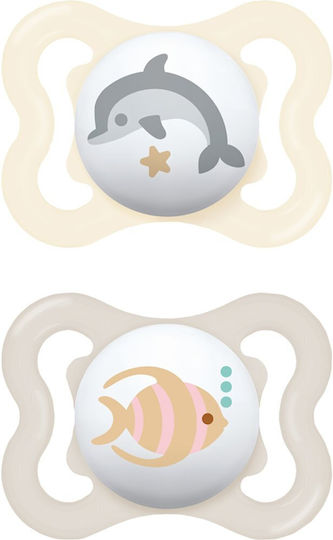 Mam Pacifiers Silicone Dolphin/Fish - Beige for 2-6 months 2pcs