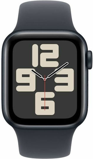 Apple Watch SE 2024 Aluminum 40mm Waterproof with Heart Rate Monitor (Midnight with Midnight Sport Band - M/L)