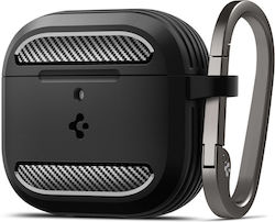Spigen Rugged Armor Case Silicone with Hook in Black color for Apple AirPods 4