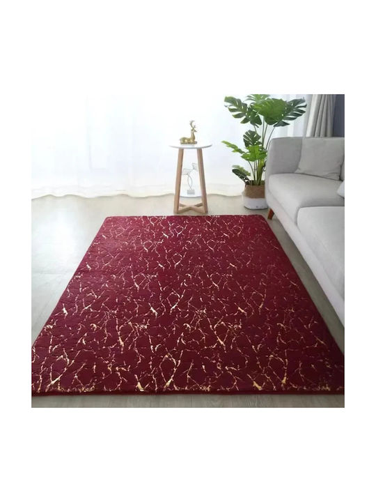 Soft Shaggy Γούνινο 50x80cm Μπορντό/χρυσό