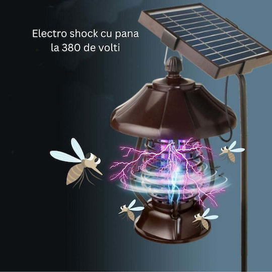 Lampă Solară de Grădină Anti-insecte Țânțari Muște UV LED Material ABS 5W Putere 1.2V 8 Ore Autonomie 2 Moduri de Operare IP65 Șoc Electric 380 Volți 30 x 19.5 cm Mare