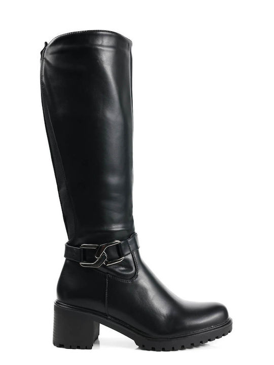 Black Matte Boots with Side Zipper