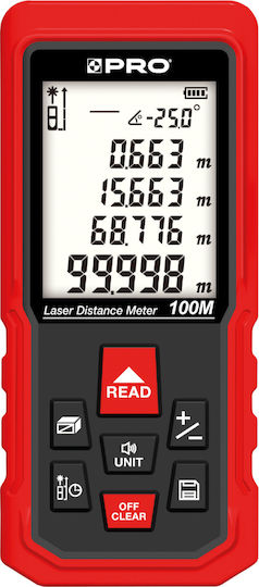 Profindustry Μέτρο Laser DL-100X με Εύρος Μέτρησης 0.05m-100m