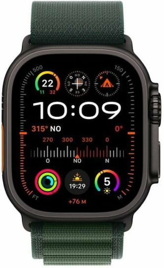 Apple Watch Ultra 2 Титан 49мм Водоустойчив с eSIM и Пулсомер (Black with Green Alpine Loop - Small)