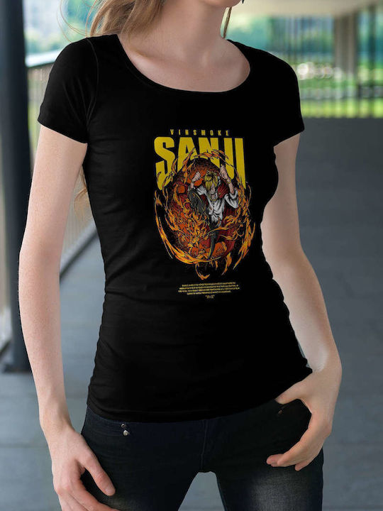 Vinsmoke Sanji T-shirt Μαύρο Βαμβακερό