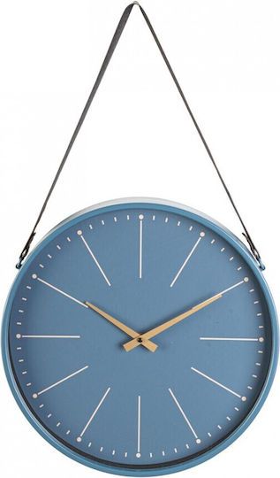 Bizzotto Timely Wall Clock Wooden Blue 40x6cm
