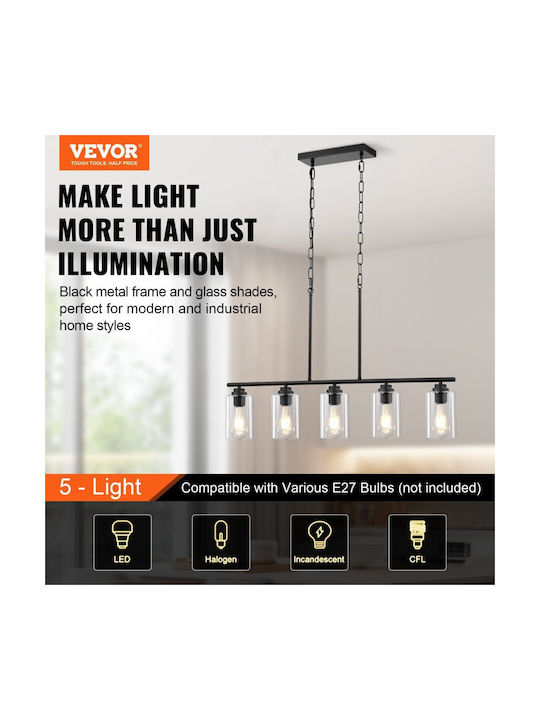 Vevor Pendant Light Black with Socket E27