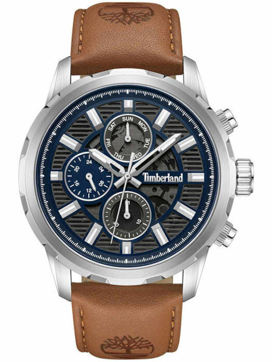 Timberland Bernardston Men's Watch 46mm Chronograph Battery with Brown Leather Strap