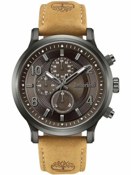 Timberland Driscoll Men's Watch 46mm Chronograph Battery with Brown Leather Strap