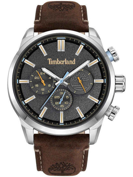 Timberland Henniker Ii Ανδρικό Ρολόι 46mm Χρονογράφος Μπαταρίας με Καφέ Δερμάτινο Λουράκι