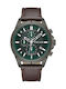 Police Burbank Men's Watch Chronograph Battery with Brown Leather Strap