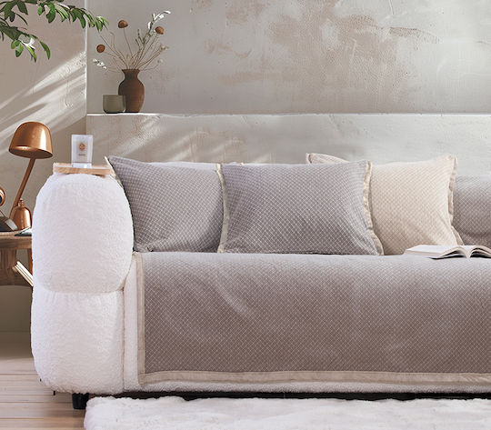 Nef-Nef Homeware Brand Ριχτάρι Διθέσιου Καναπέ Δύο 'Οψεων Ζακάρ 170x250εκ. Stone