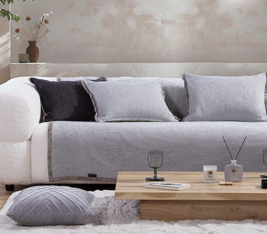 Nef-Nef Homeware New Tanger Ριχτάρι Τριθέσιου Καναπέ Δύο 'Οψεων Chenille 180x300εκ. L.grey/ecru