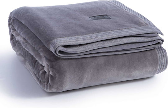 Nef-Nef Homeware Velosso Κουβέρτα Βελουτέ Υπέρδιπλη 230x240εκ. Grey