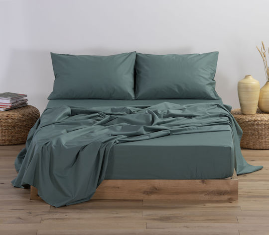 Nef-Nef Homeware King Size 180x200+35cm mit Gummizug Basic 1172 Green