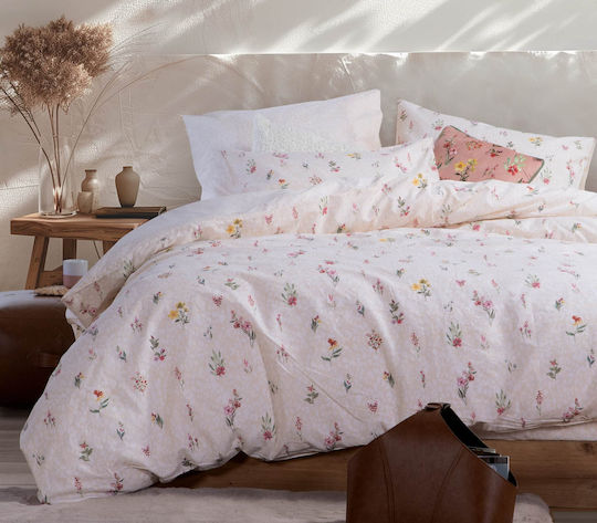 Nef-Nef Homeware Bettwäsche-Set Einzel mit Gummiband 100x200+35cm. Plant Ecru 3Stück