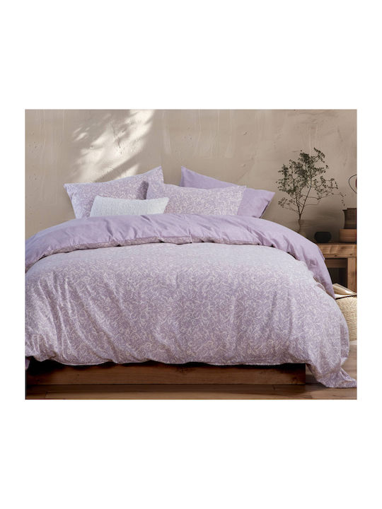 Nef-Nef Homeware Bettwäsche-Set Überdoppel Flanell 240x260cm. Sorial Lila 4Stück