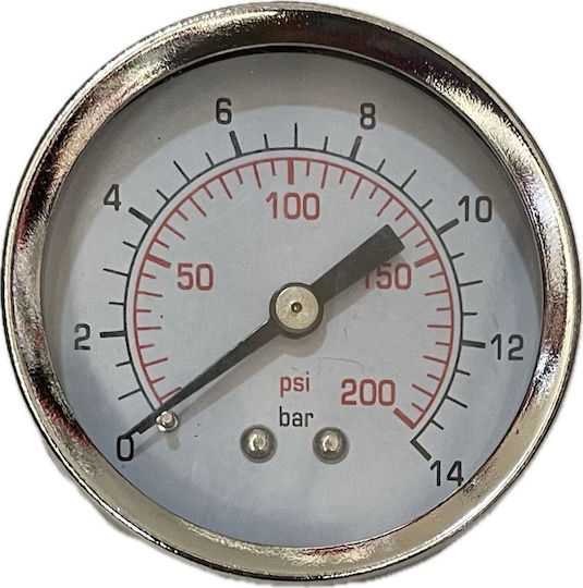 Μανόμετρο Απλό Σπείρωμα 1/4" Φ63 0-14bar Πίσω Ουρά Σπείρωμα Μεταλλικό