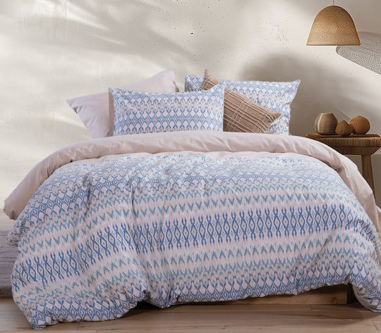 Nef-Nef Homeware Σετ Παπλωματοθήκη Βαμβακερή Υπέρδιπλη με 2 Μαξιλαροθήκες 240x230cm Avion Beige