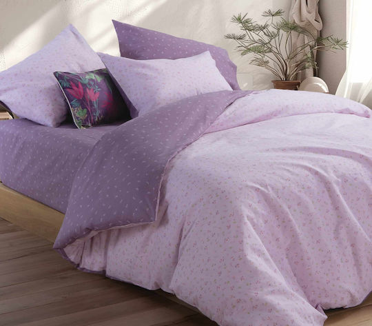 Nef-Nef Homeware Duvet Cover Set Cotton Single with Pillowcase 170x240 Lorelay Lilac