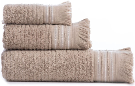Nef-Nef Homeware Bath Towels Set 3 pcs Satti Beige Weight 500gsm