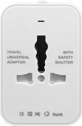 Adaptor Priză Australia Europa SUA UK Compact Alb Adaptor Priză Australia Europa SUA UK Compact Alb