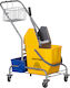 Homcom Cleaning Cart Wringer Bucket 25L Plastic PP Metal Shelf 72x49.5x95 cm Blue Yellow