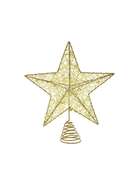 Christmas Hanging Star Gold With Gold Dust With Beads Gold