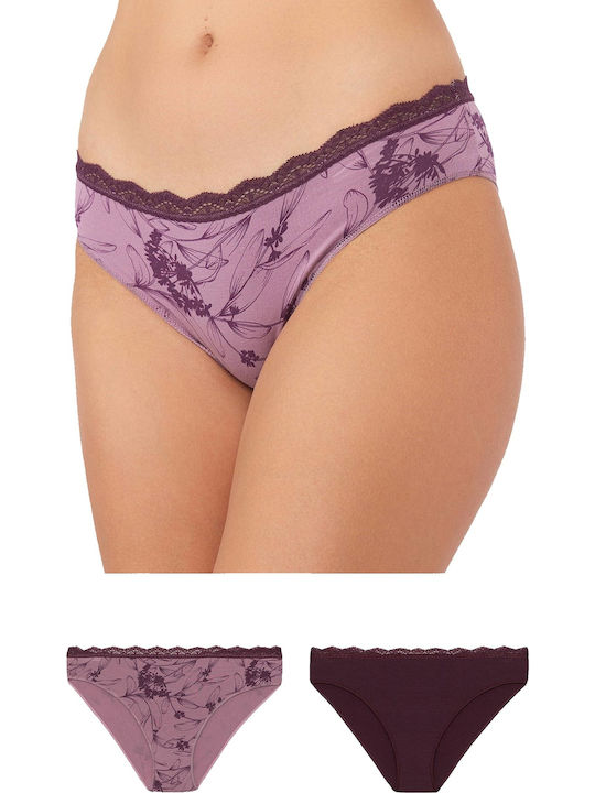 Minerva Fimelle Femei Slip 2Pack Damask-violet